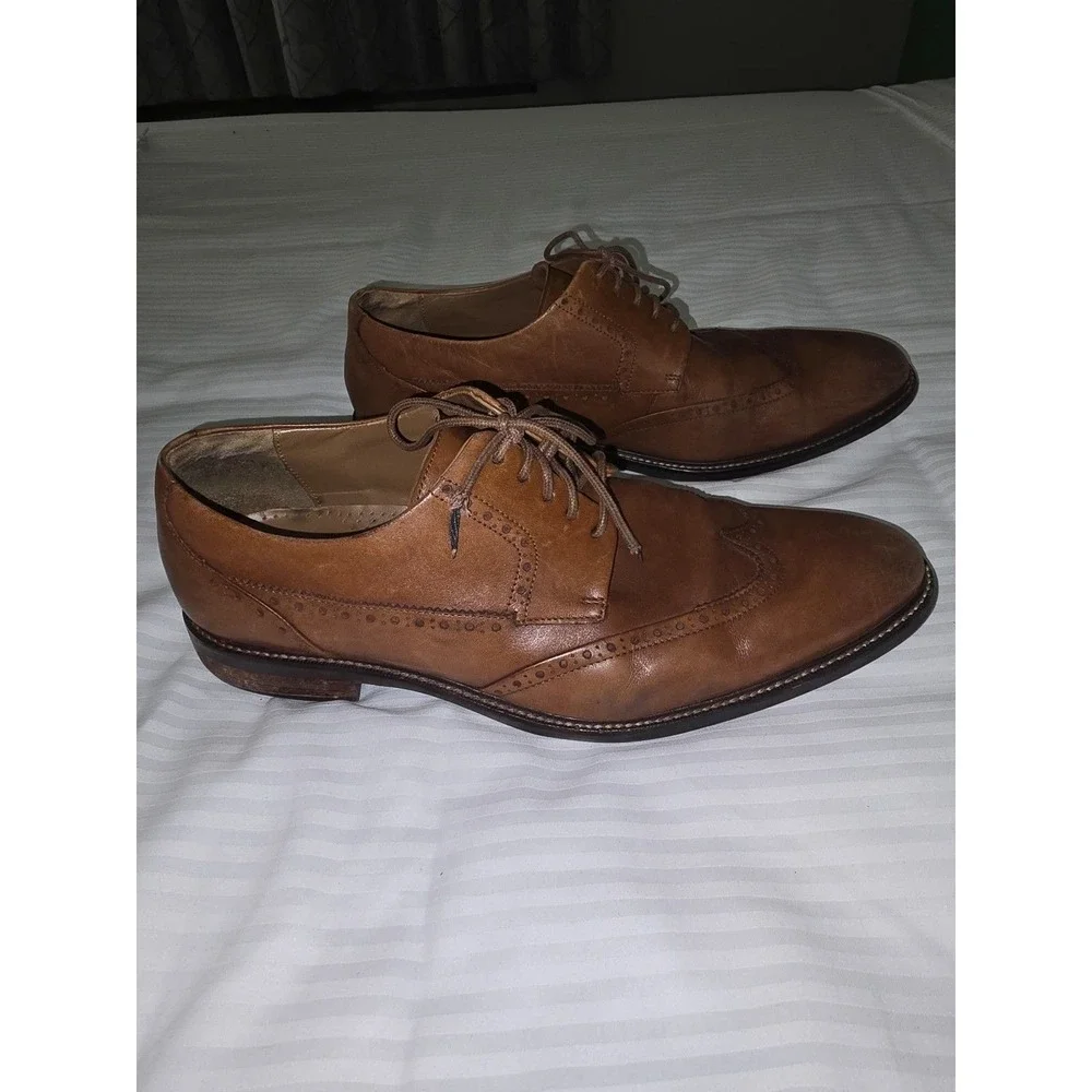 Cole Haan Men's Brown Leather Wingtip Oxford Dress Shoes 11.5M‎ C20322 Lace Up